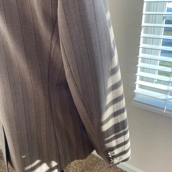 Ann Klein, Blazer, Tan with brown stripes, Size 12 - Picture 8 of 8